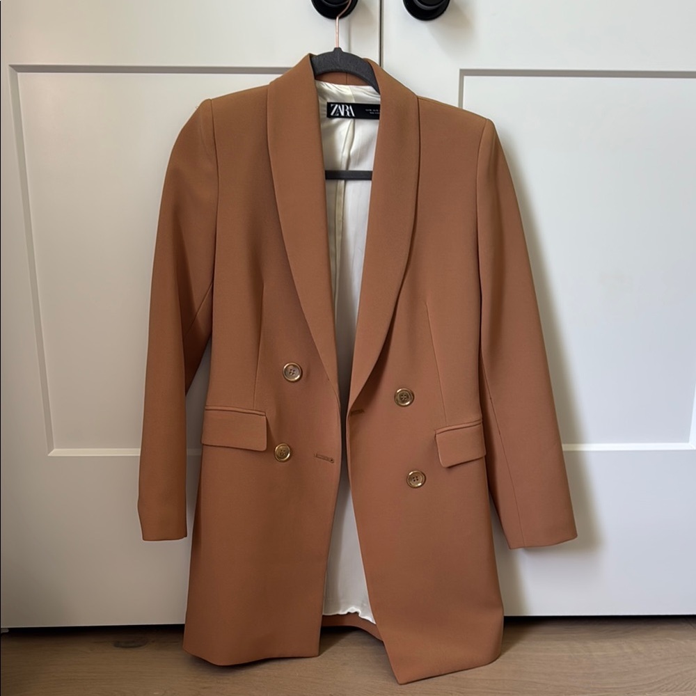 Zara Tan Blazer Tailored Wool Blend